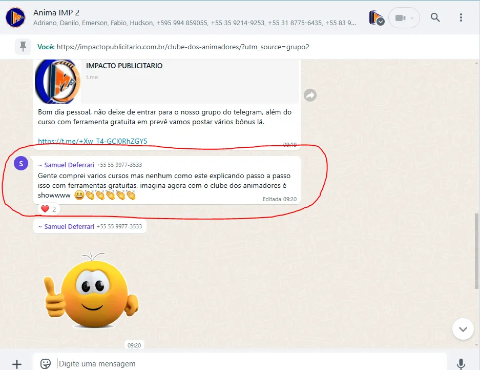 Depoimento de aluno